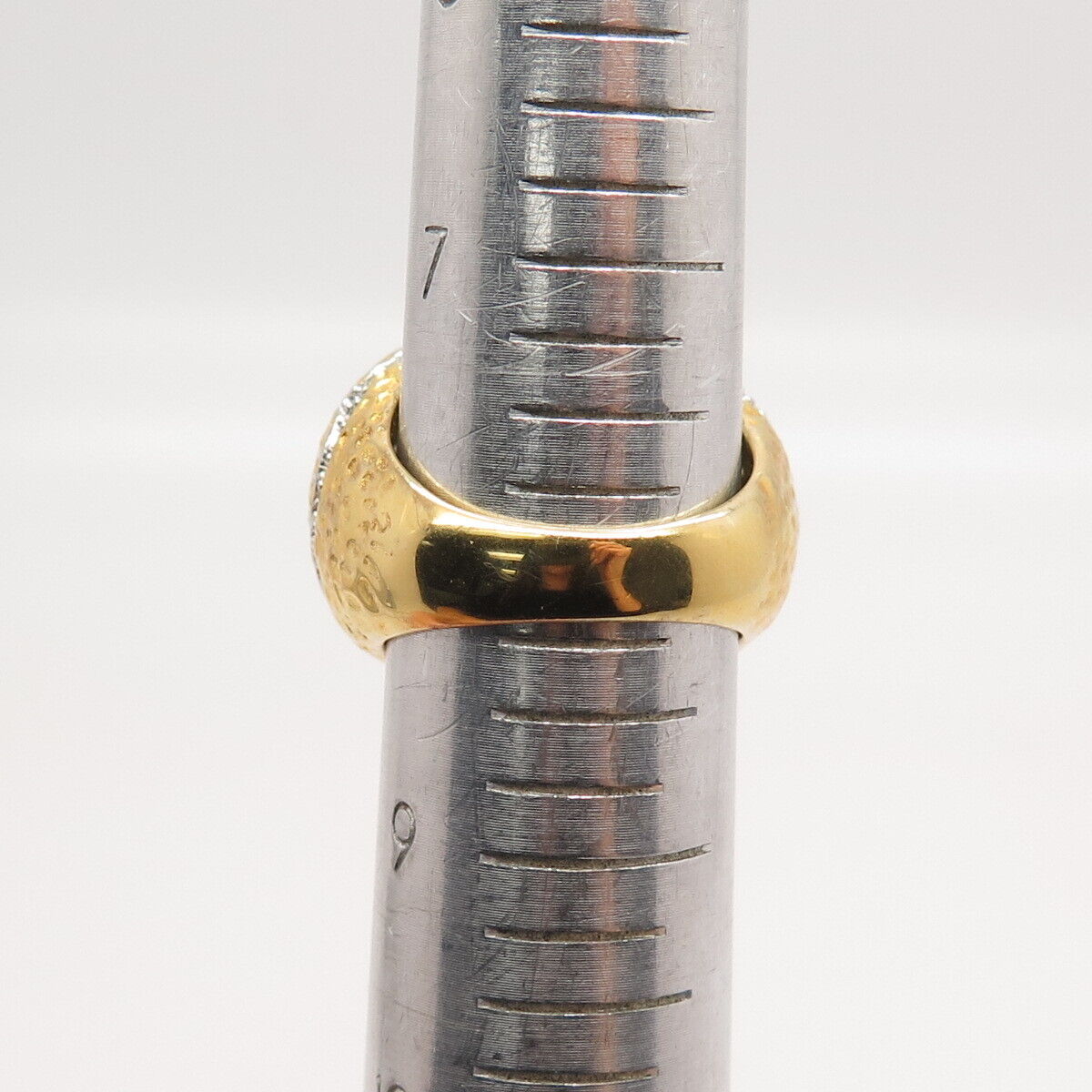 925 Sterling Silver Gold Plated Pave C Z Domed Ring Size 8.25