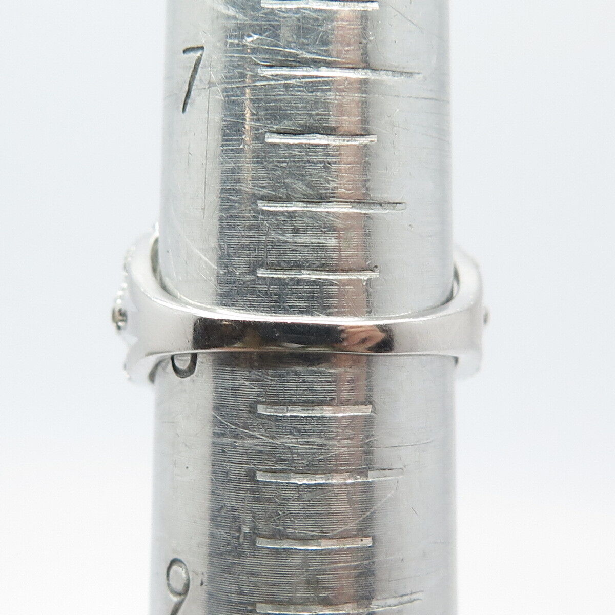 925 Sterling Silver Real Green Amethyst & White Topaz Gem Ring Size 8