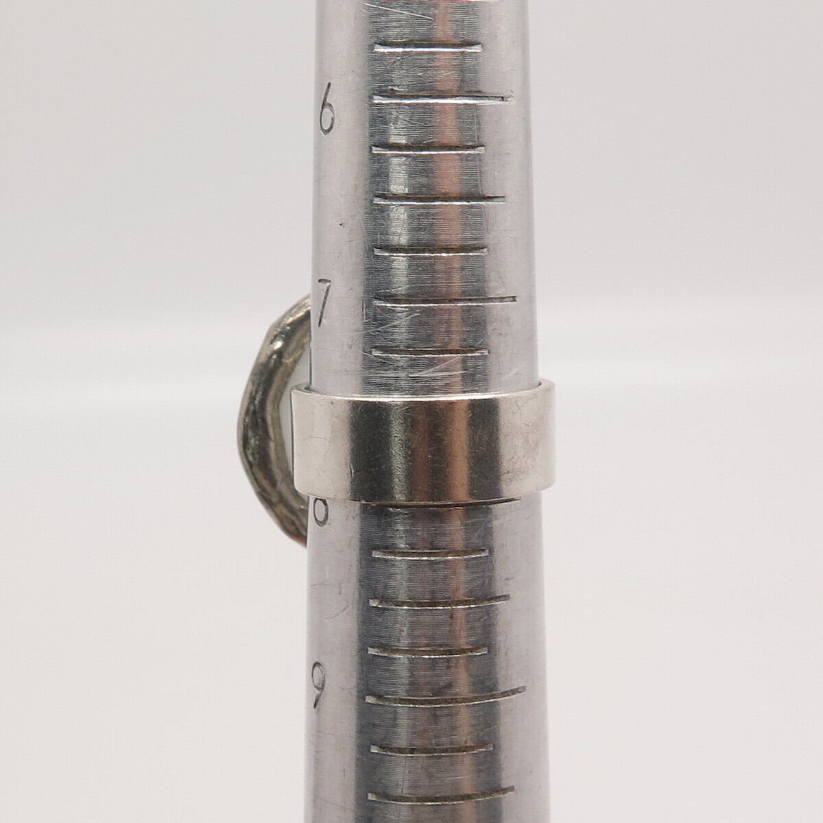 925 Sterling Silver Antique Ceramic Hand-Painted Floral Ring Size 8