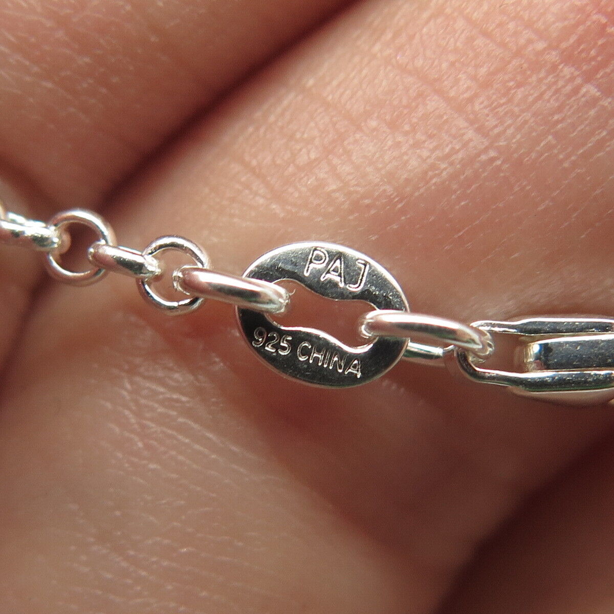 925 Sterling Silver Vintage Geometric Shapes Station Rolo Chain Necklace 32"