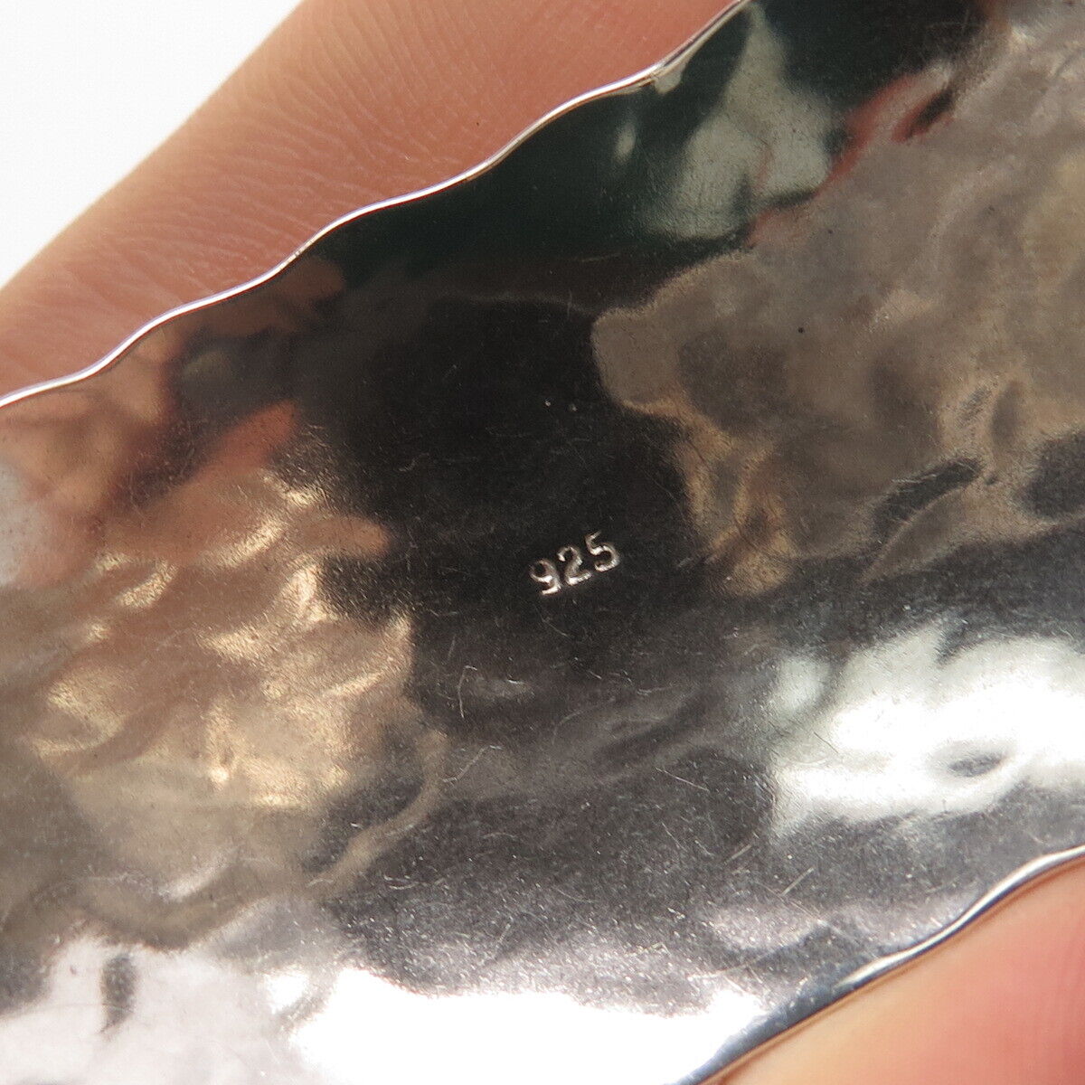 925 Sterling Silver Vintage Hammered Finish Adjustable Cuff Bracelet 7"