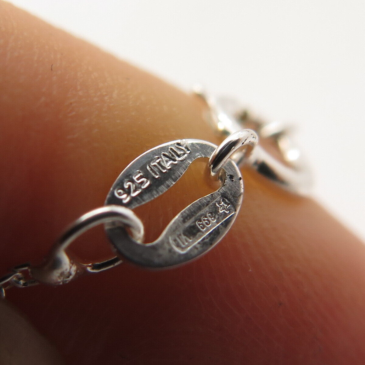 925 Sterling Silver Vintage Italy Abstract Pendant Rolo Chain Necklace 16"