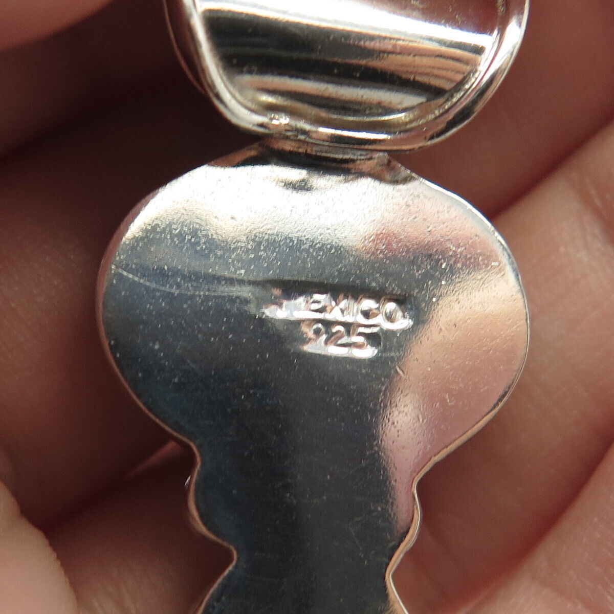 925 Sterling Silver Vintage Mexico Blue Glass Pendant