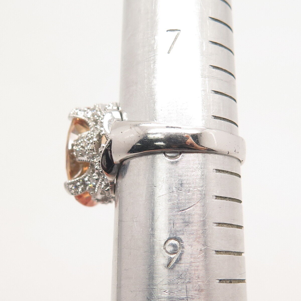 925 Sterling Silver ESPO Champagne & White C Z Ring Size 8