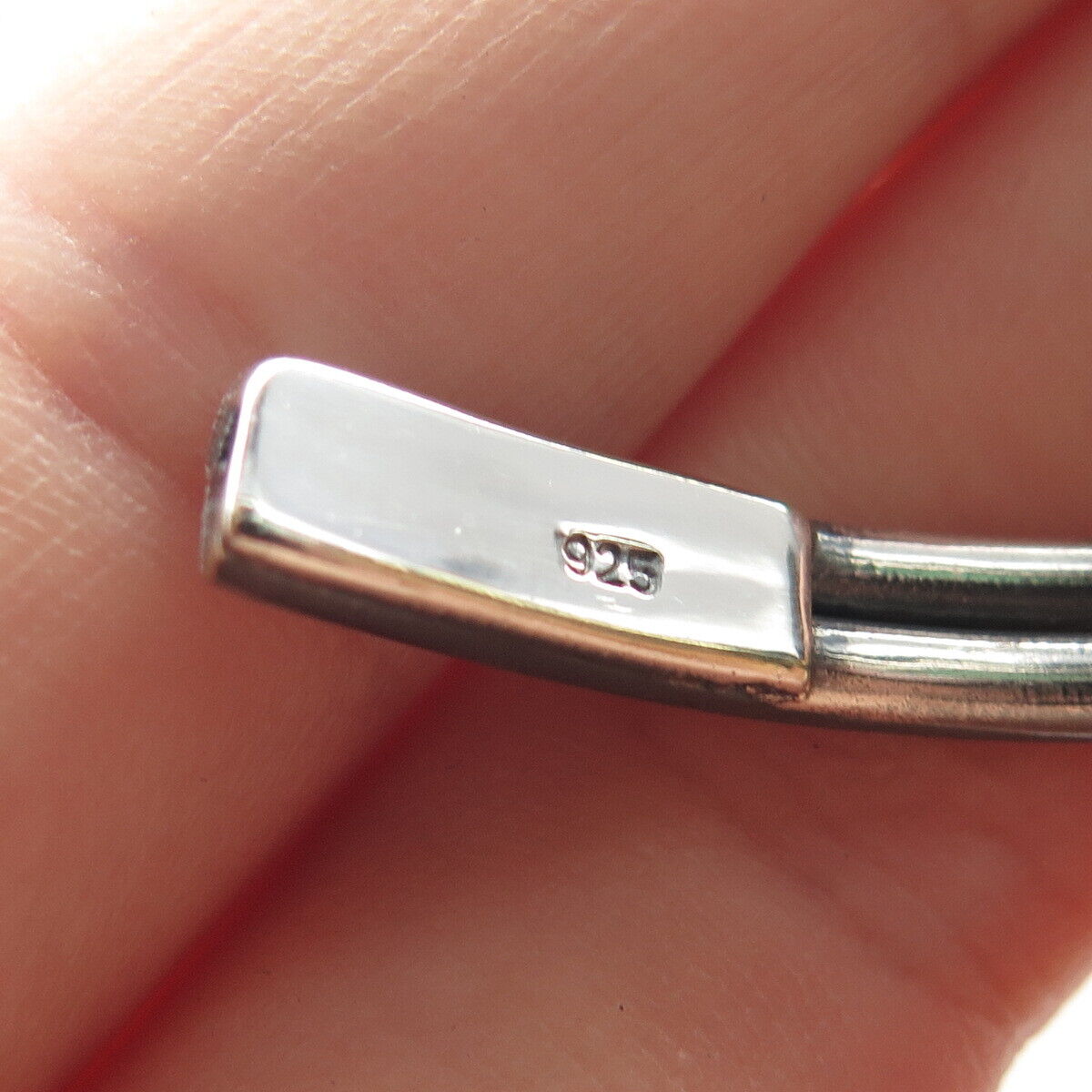 925 Sterling Silver Vintage Turquoise & Carnelian Gem Leaf Cuff Bracelet 7.25"