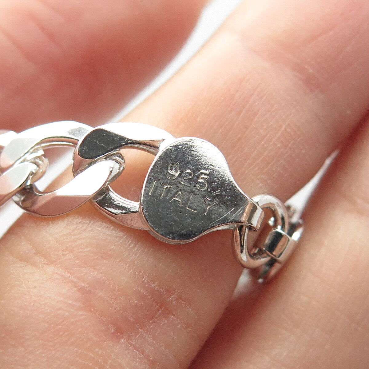 925 Sterling Silver Italy Figaro Chain Necklace 20"