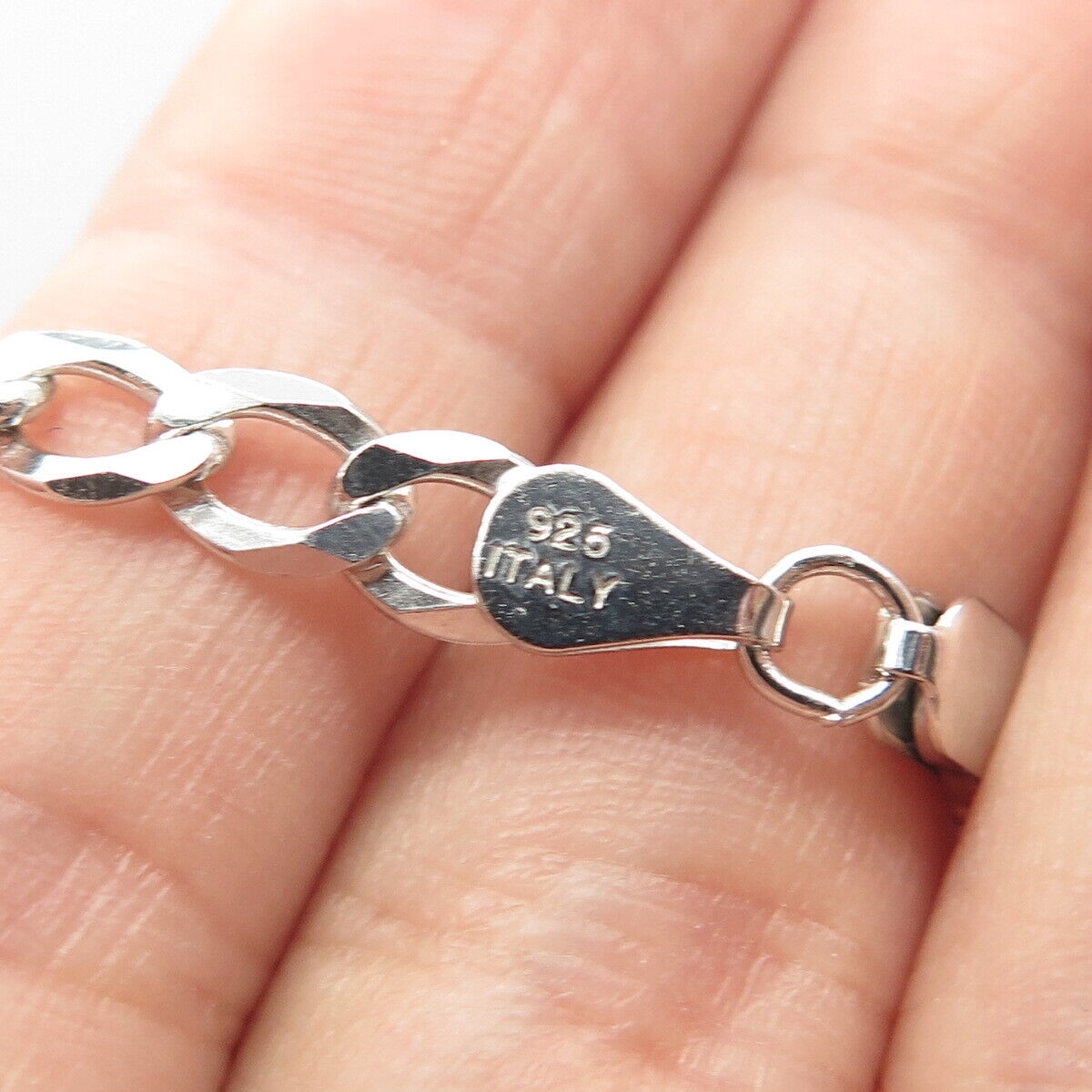 925 Sterling Silver Italy P. Lux Figaro Chain Necklace 20"