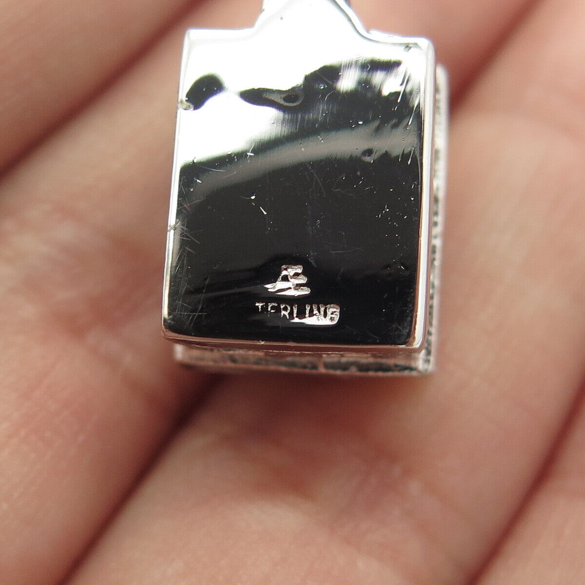 925 Sterling Silver Antique Art Deco Enamel Old House Charm Pendant