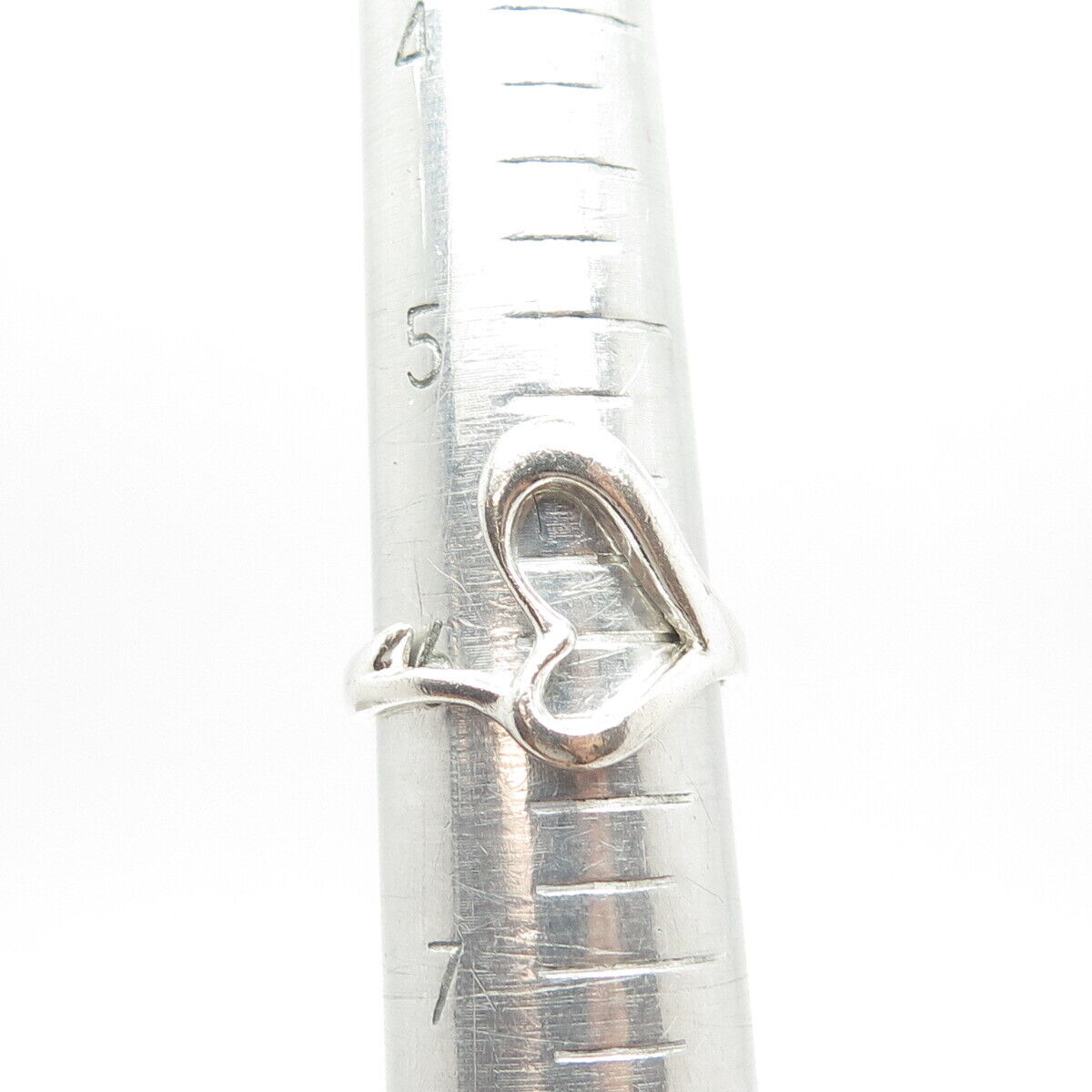 925 Sterling Silver Vintage Open Heart Modernist Ring Size 6.25