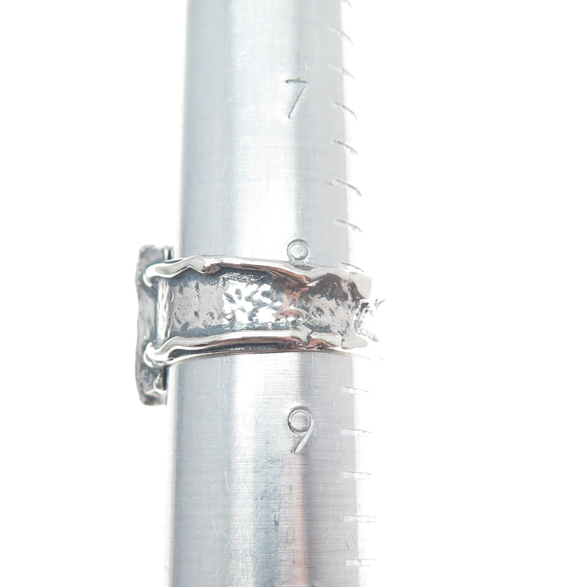 TAMIR ZUMAN 925 Sterling Silver Vintage Real Aventurine Modernist Ring Size 8.5