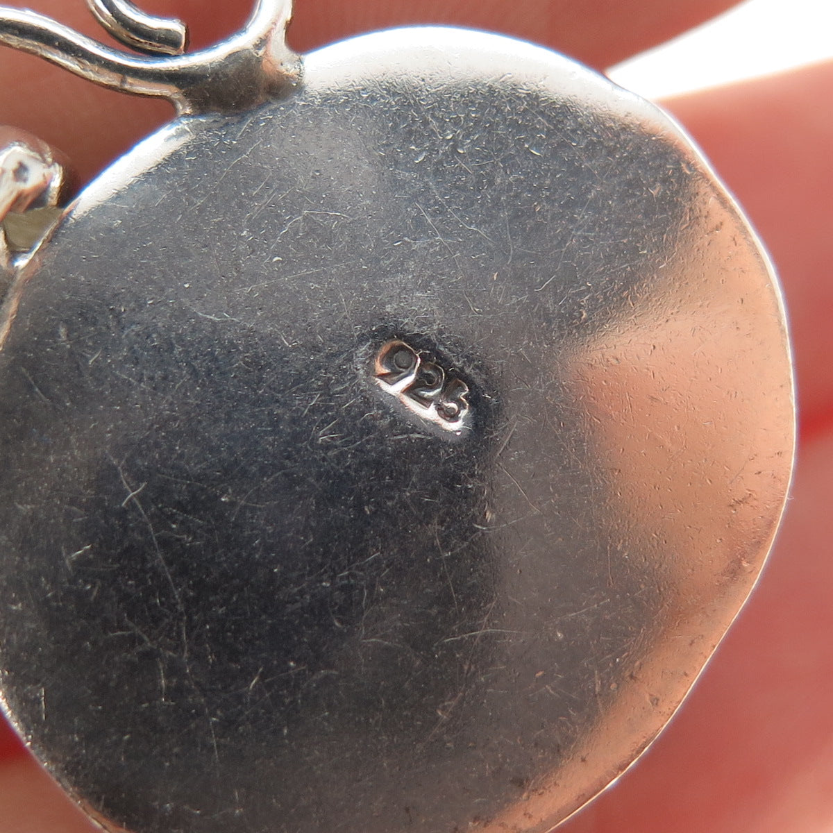 925 Sterling Silver Vintage Modernist Ornate Oxidized Charm Pendant