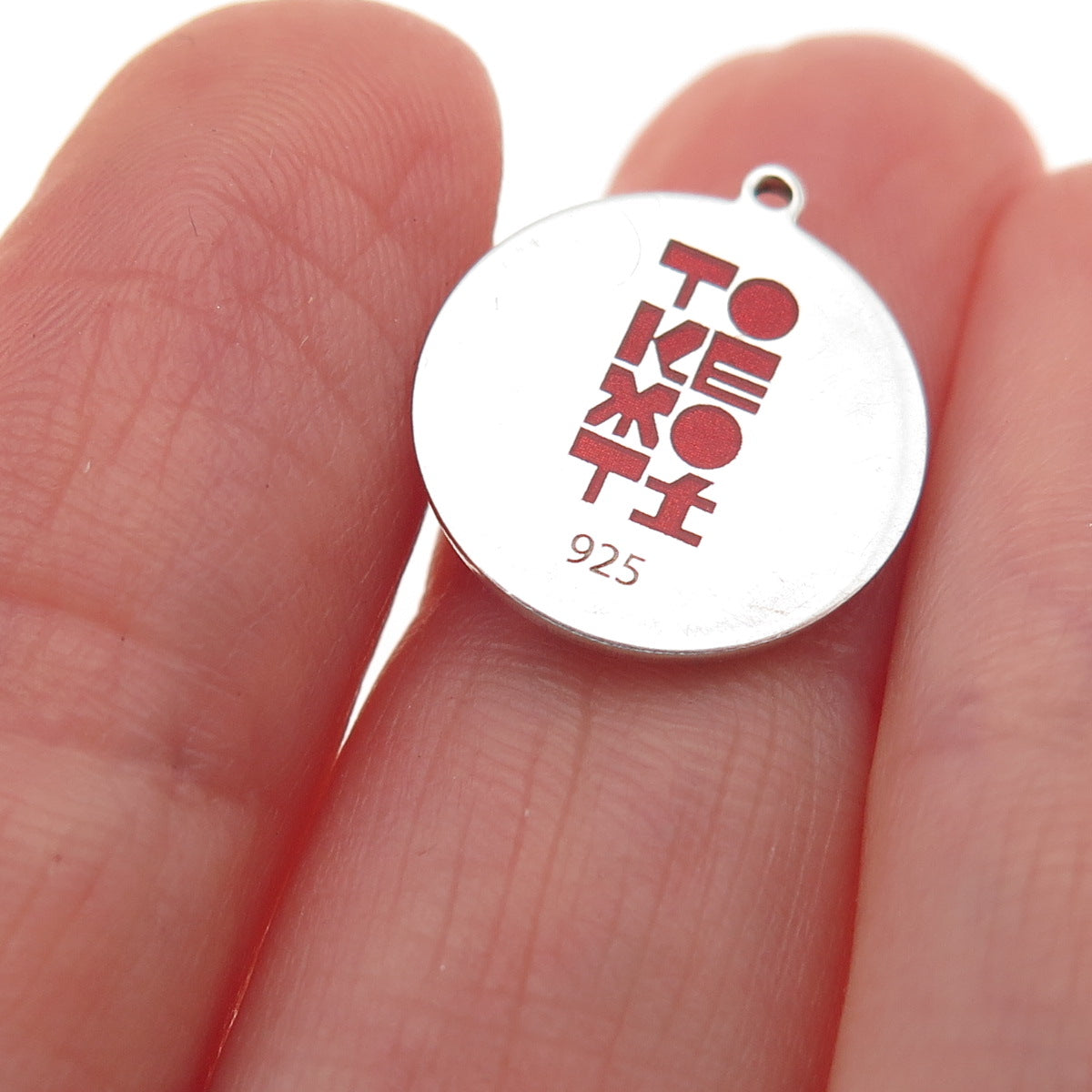 Tokemoti 925 Sterling Silver Red Enamel Chinese Dragon Tag Charm Pendant