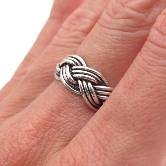 925 Sterling Silver Vintage Mexico Braided Oxidized Band Ring Size 6
