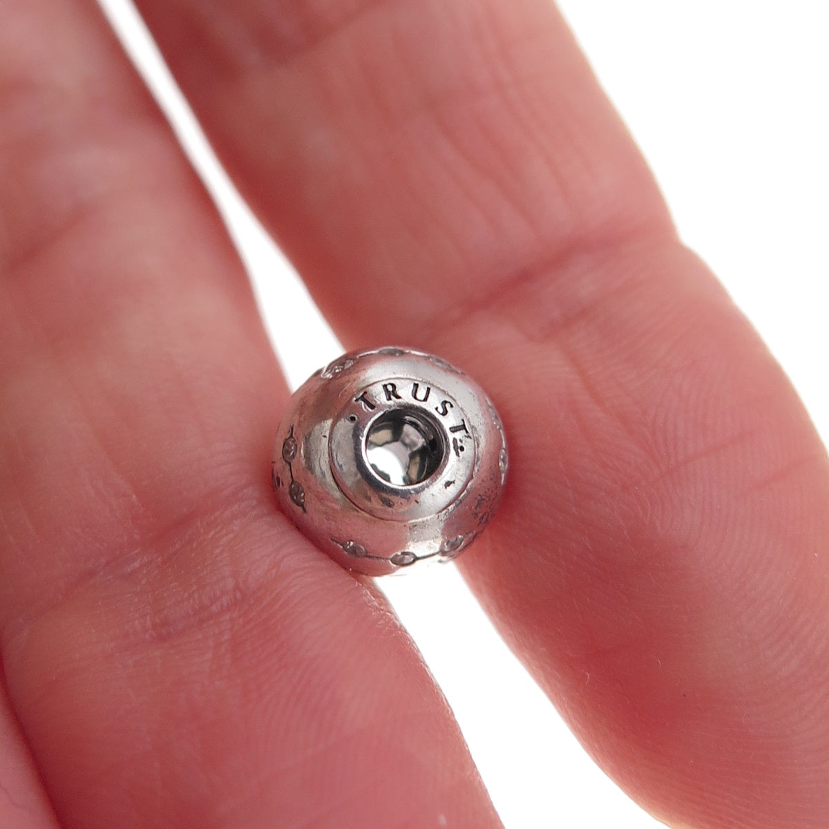 Pandora 925 Sterling Silver C Z Essence Trust Slide Bead Charm