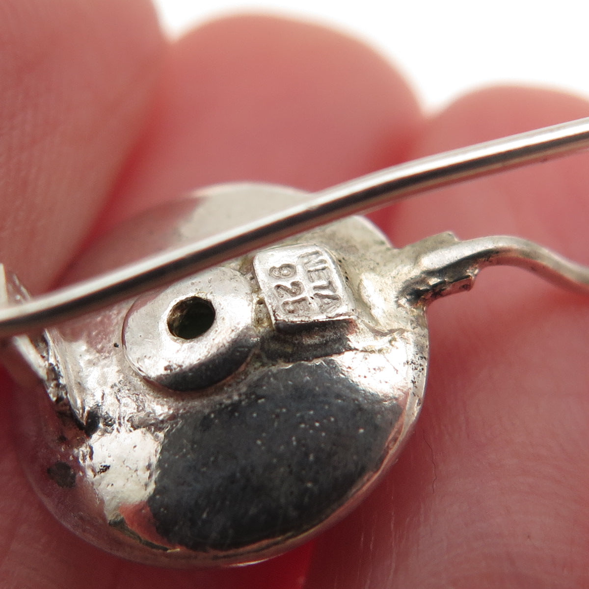 Neta 925 Sterling Silver Vintage Real Turquoise Hamsa Amulet Oxidized Earrings