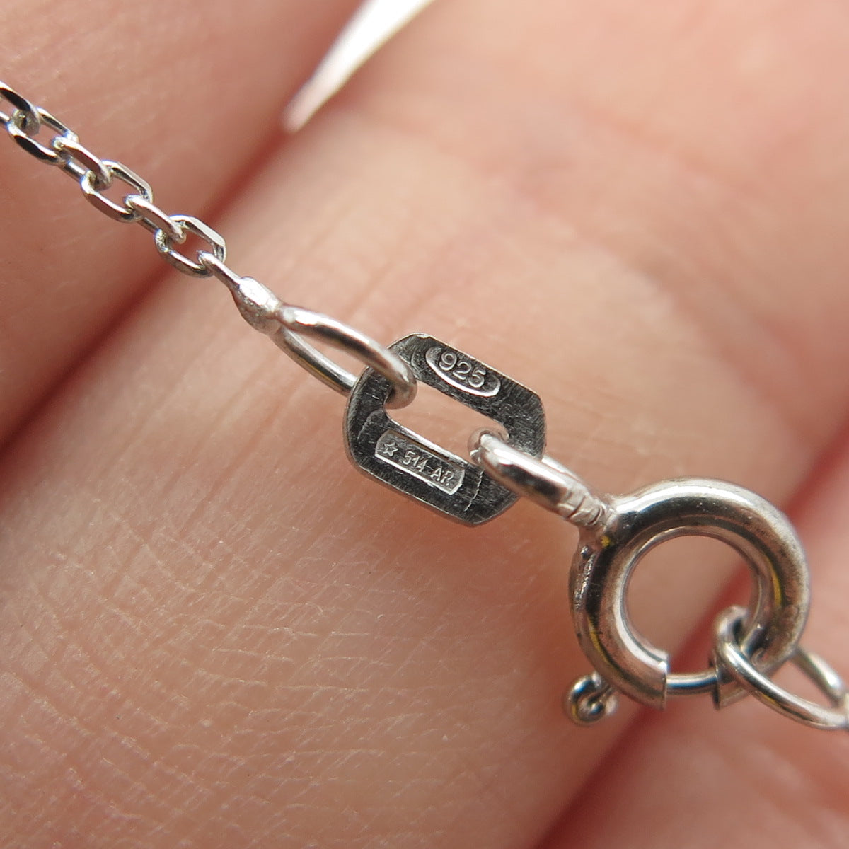 925 Sterling Silver Italy Pave C Z Letter "H" Initial Cable Chain Necklace 16"