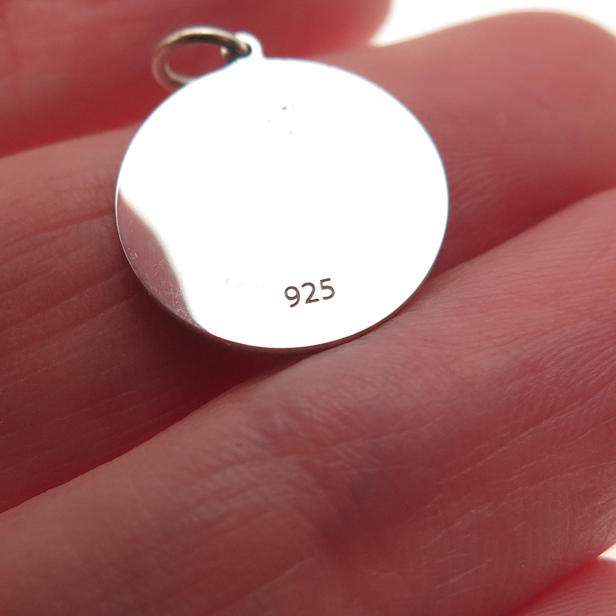 925 Sterling Silver Red Enamel Maltese Cross Round Tag Mini Charm Pendant