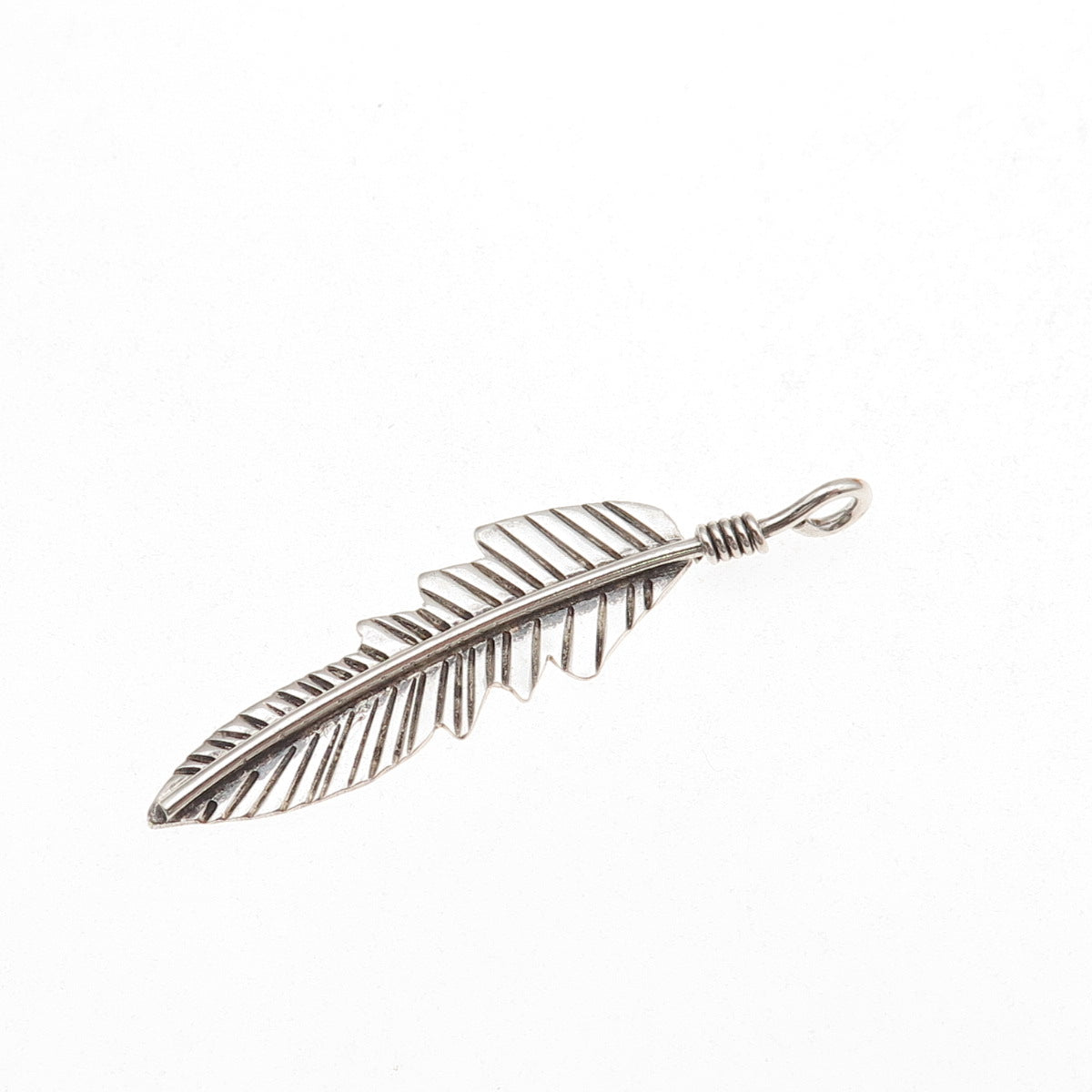 Old Pawn 925 Sterling Silver Vintage Southwestern Feather Tribal Charm Pendant