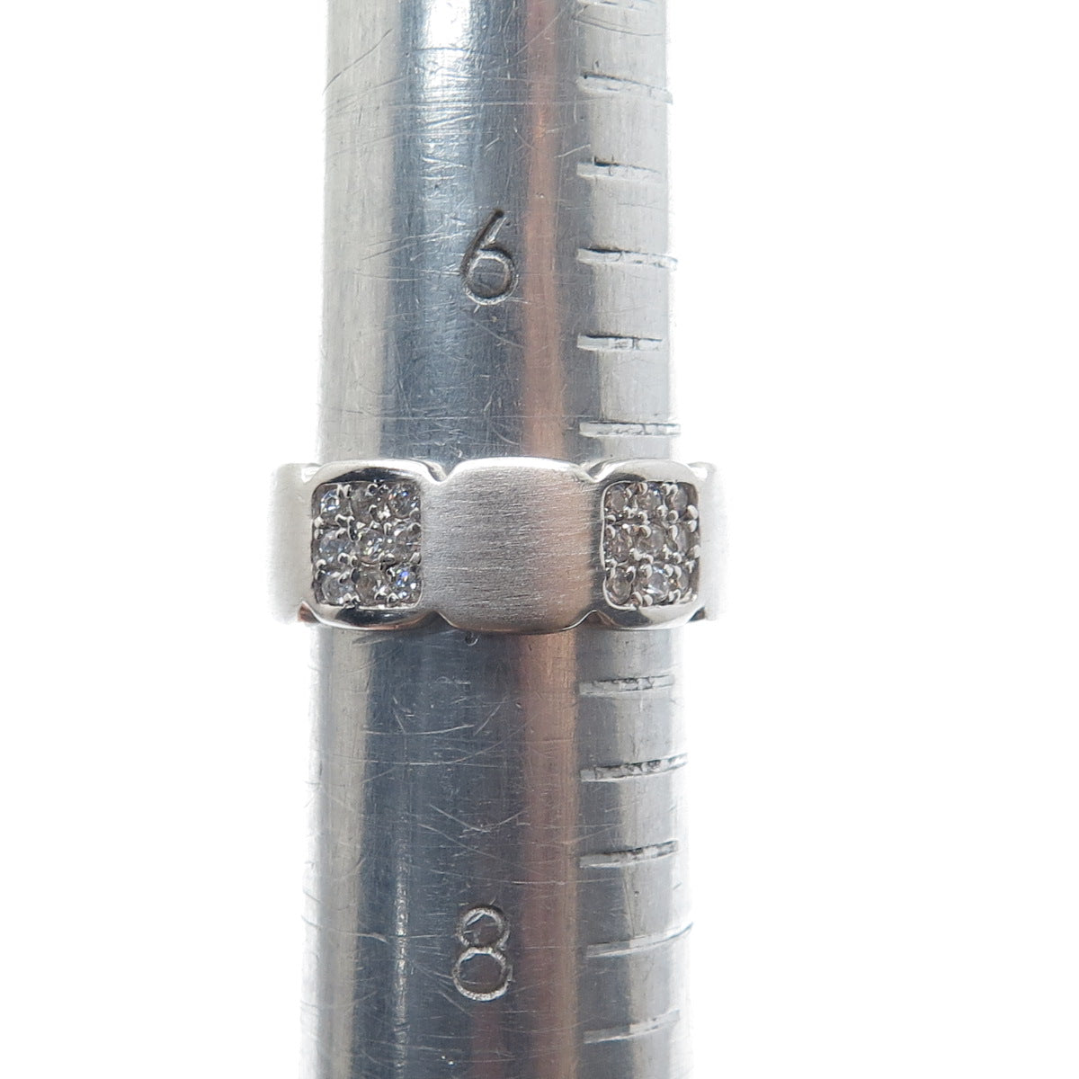 925 Sterling Silver Round-Cut Shaped C Z Panel Band Ring Size 7
