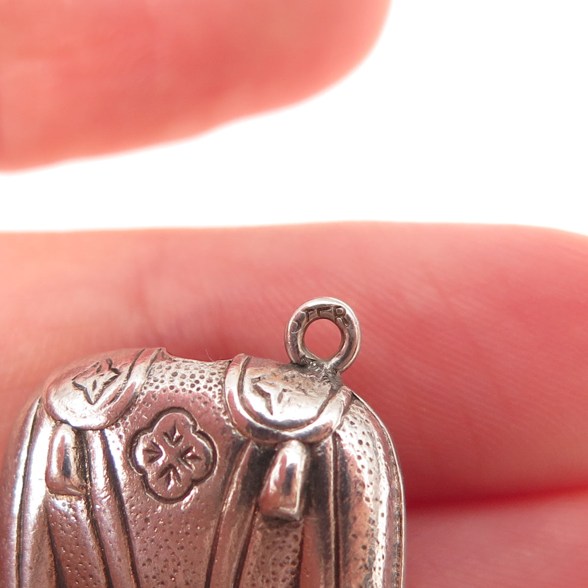 925 Sterling Silver Antique Art Deco Matador Jacket Oxidized 3D Charm Pendant