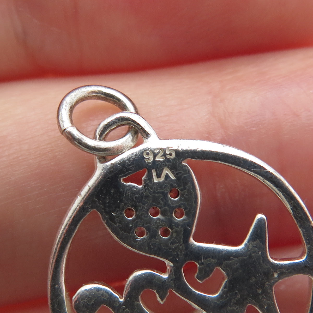 925 Sterling Silver Round-Cut C Z Heart & Falling Star Charm Pendant