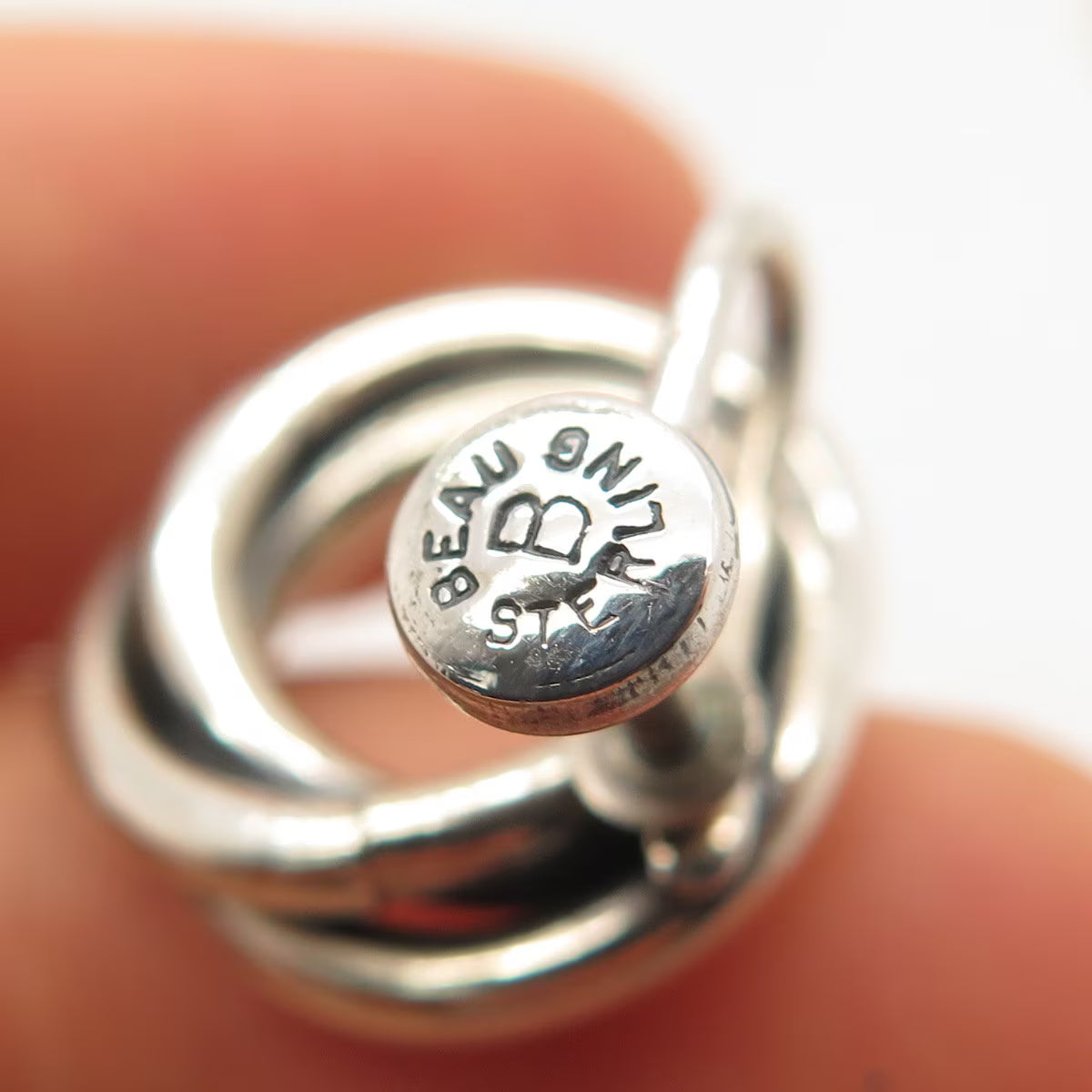 925 Sterling Silver Vintage BEAU Nest Screw Back Earrings