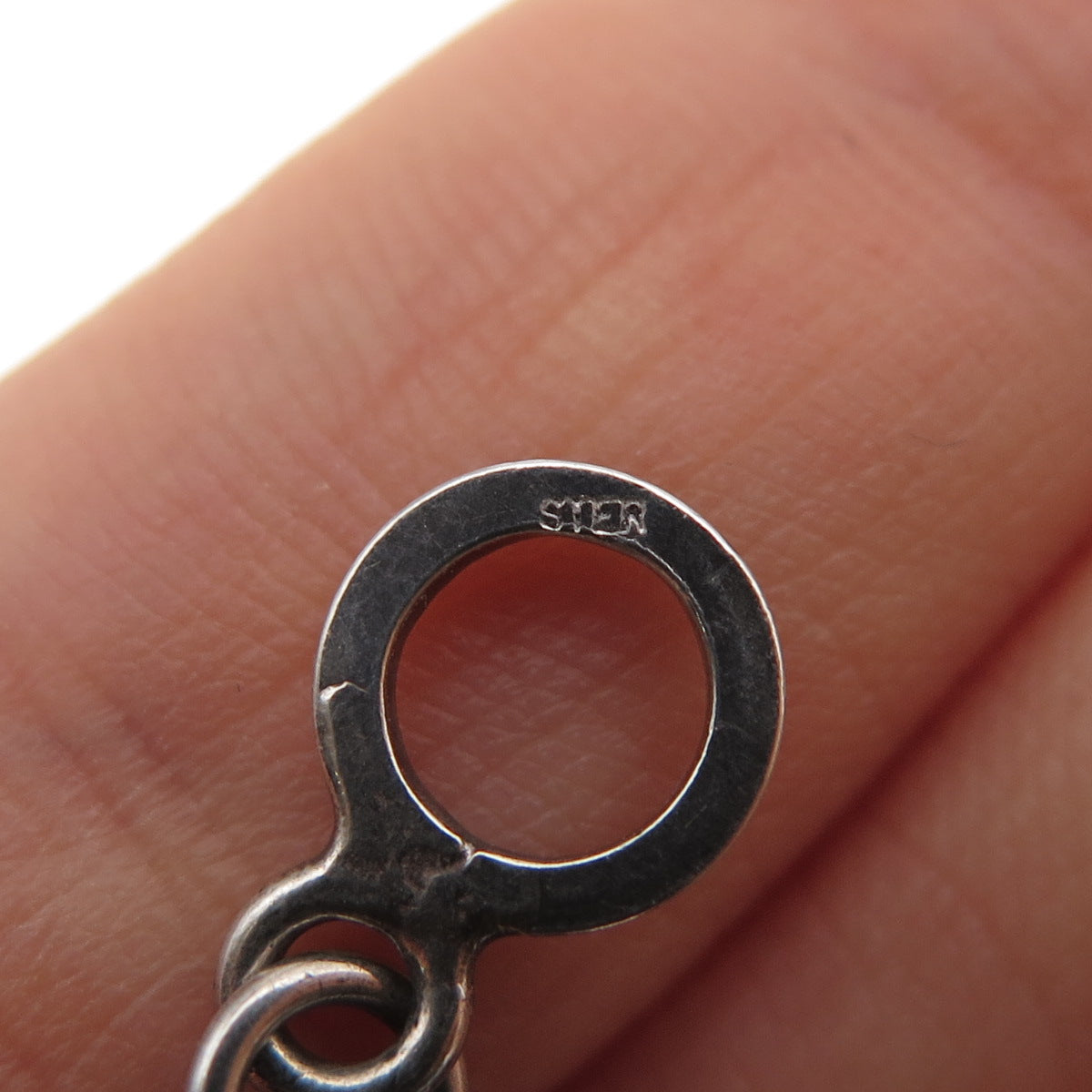 925 Sterling Silver Vintage Israel Beaded Bar Chain Necklace 16" (missing lock)