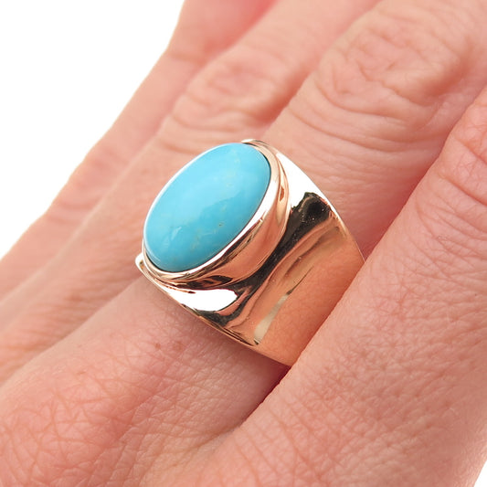 Ross Simons 925 Sterling Silver Rose Gold Plated Real Turquoise Ring Size 8