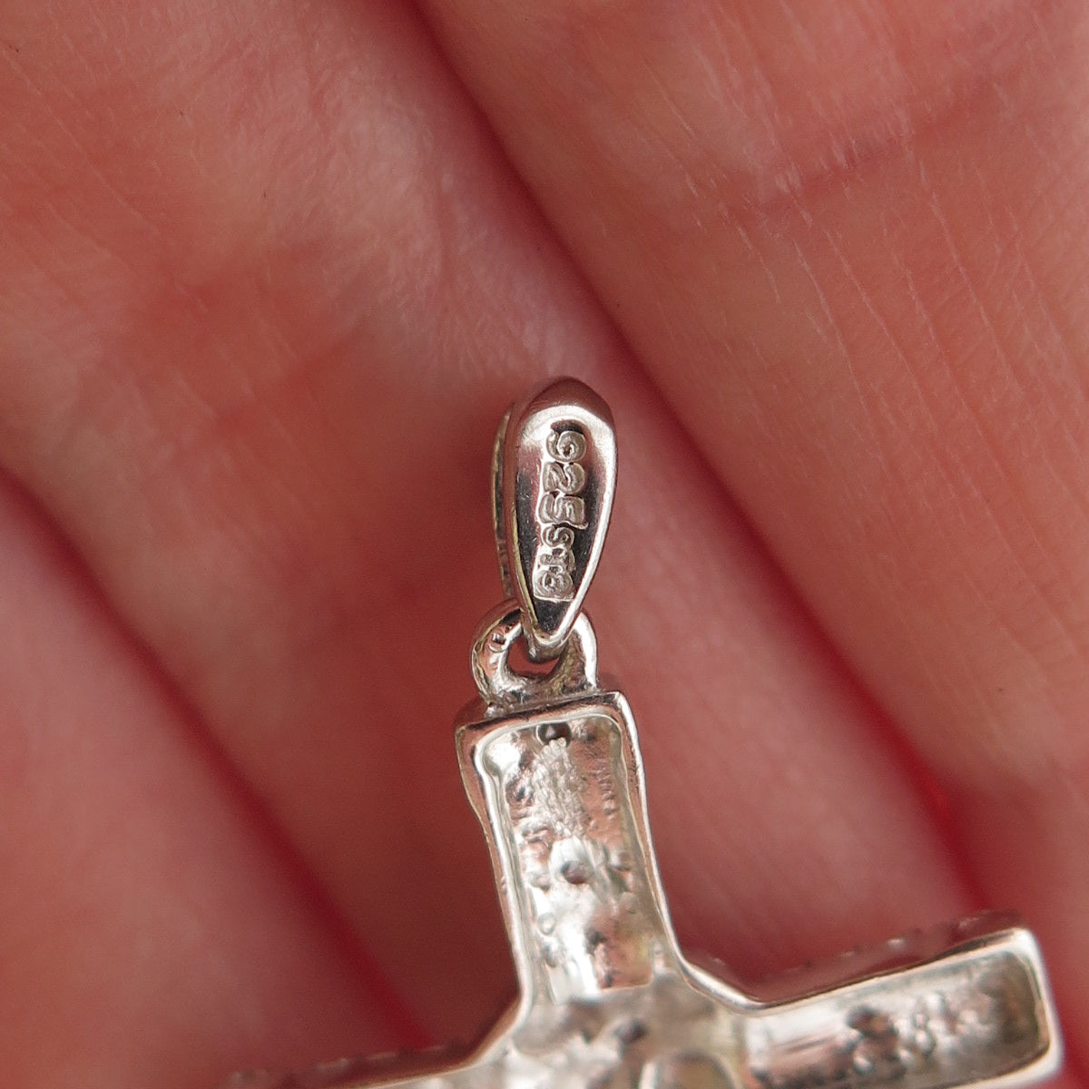 Chuck Clemency 925 Sterling Silver Real Round-Cut Diamond Cross Charm Pendant