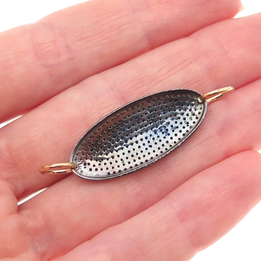 925 Sterling Silver Gold Plated / Black Rhodium Real Diamond Centerpiece Pendant