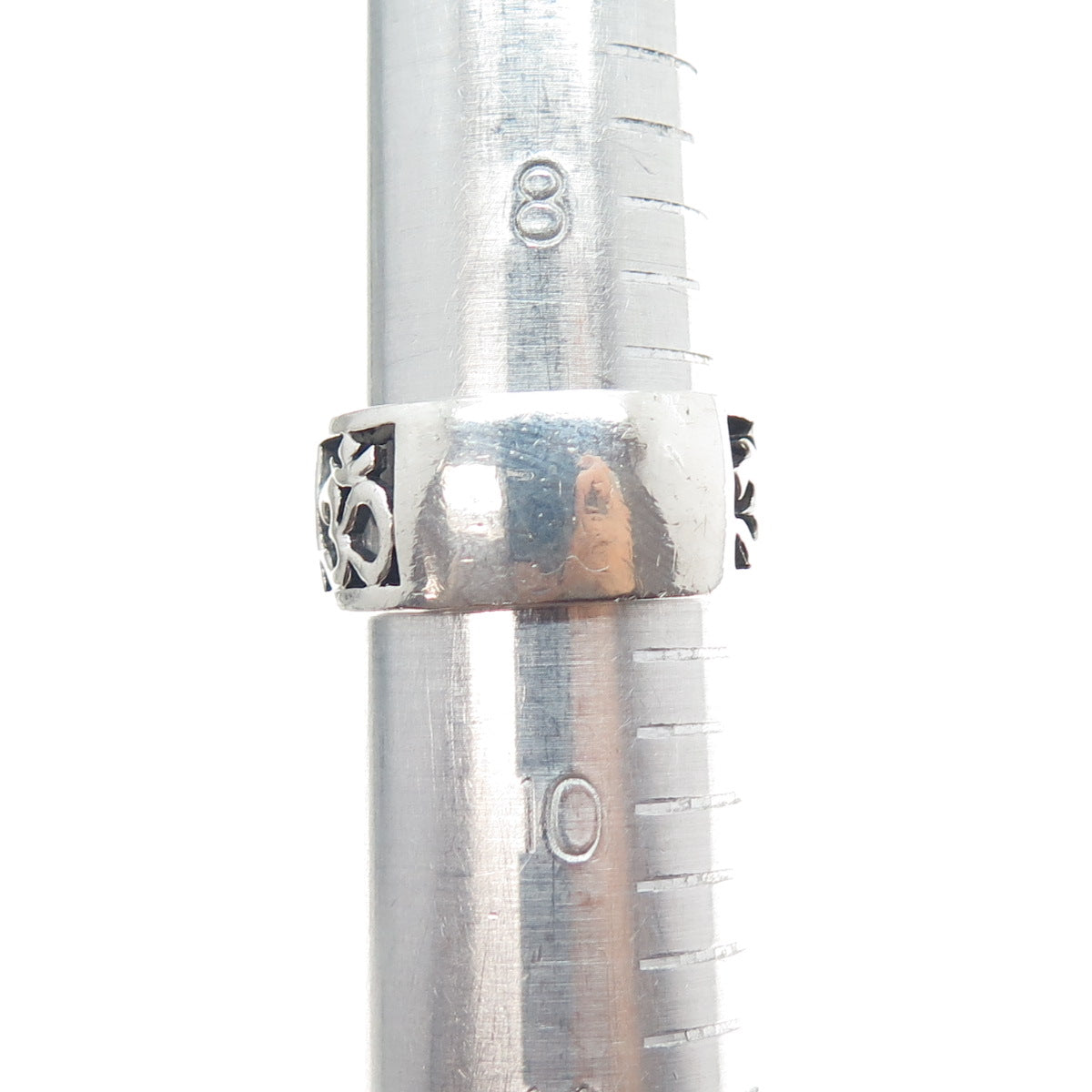 925 Sterling Silver Vintage Om Mantra Oxidized Band Ring Size 9.25