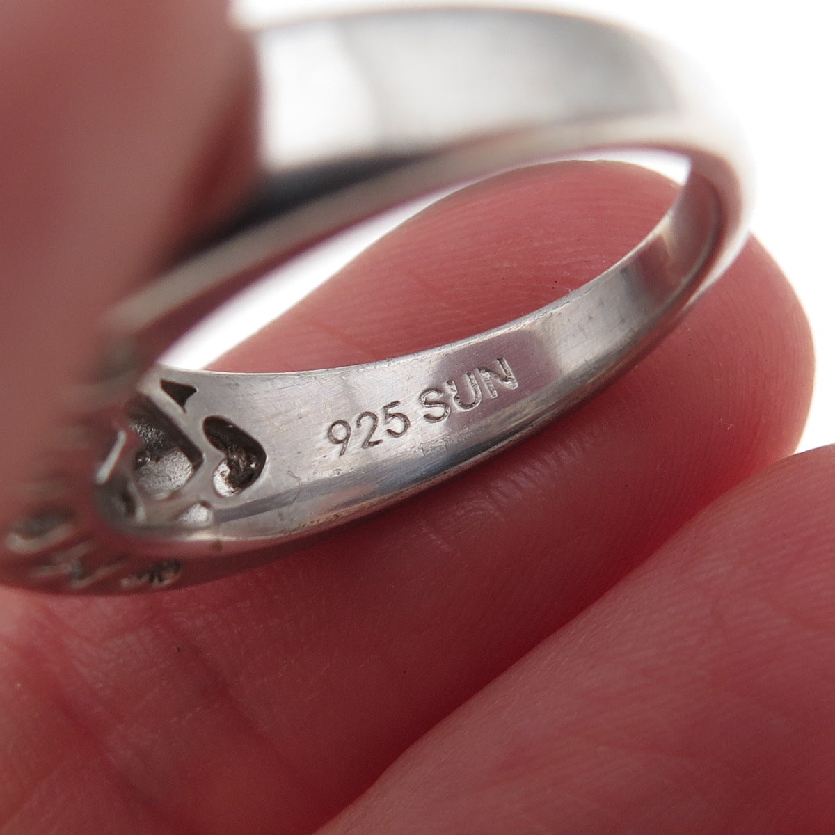 Sun 925 Sterling Silver Real Round-Cut Diamond Mom Heart Ring Size 7