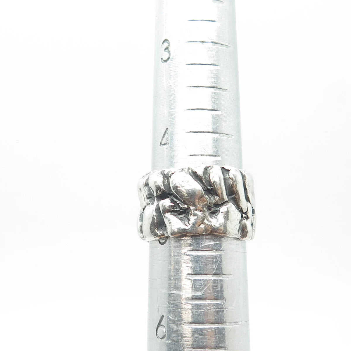 925 Sterling Silver Vintage Rock Stone Wide Band Ring Size 5