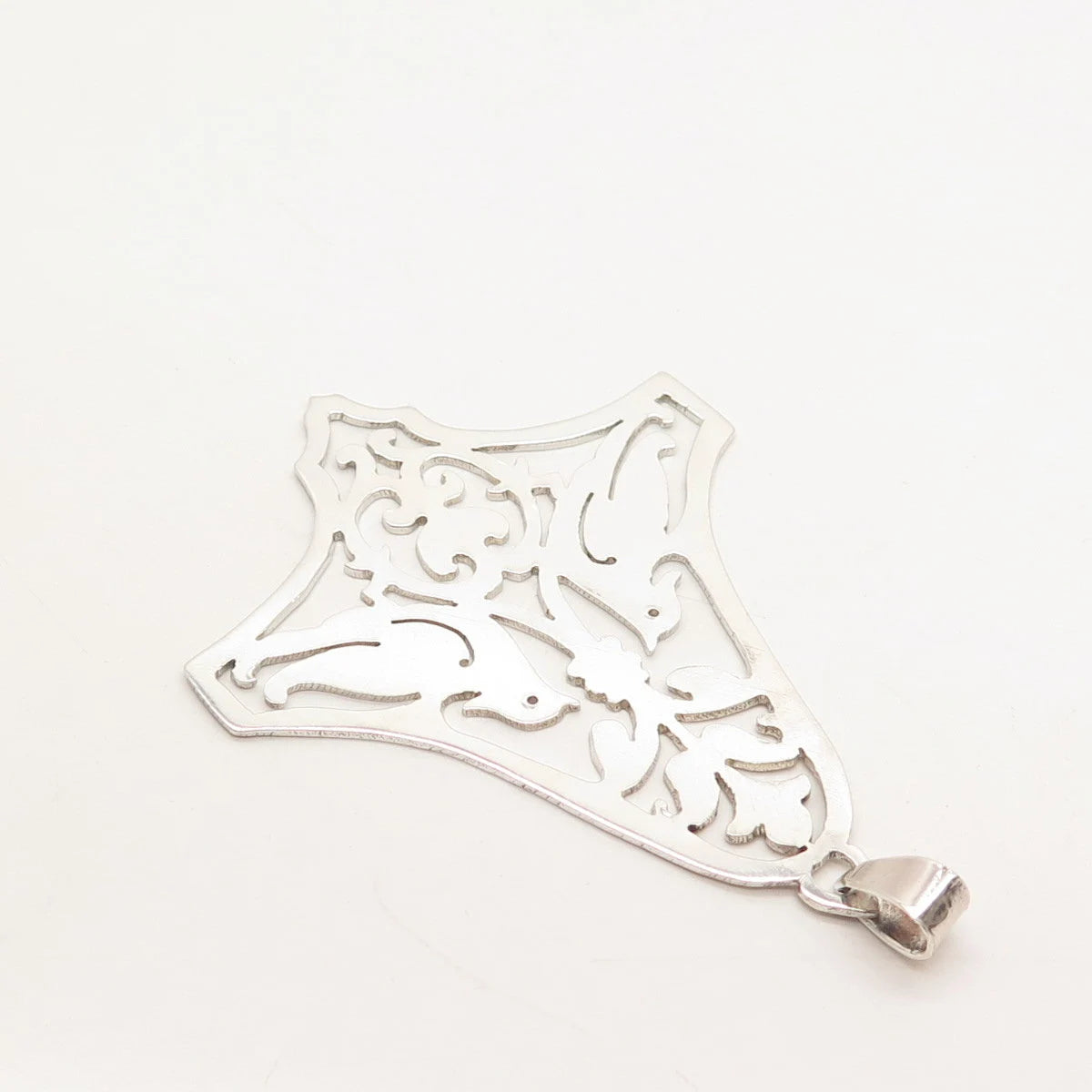 925 Sterling Silver Vintage Birds Ornate Pendant