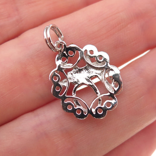 925 Sterling Silver Vintage Sweet 16 Ornate Charm Pendant
