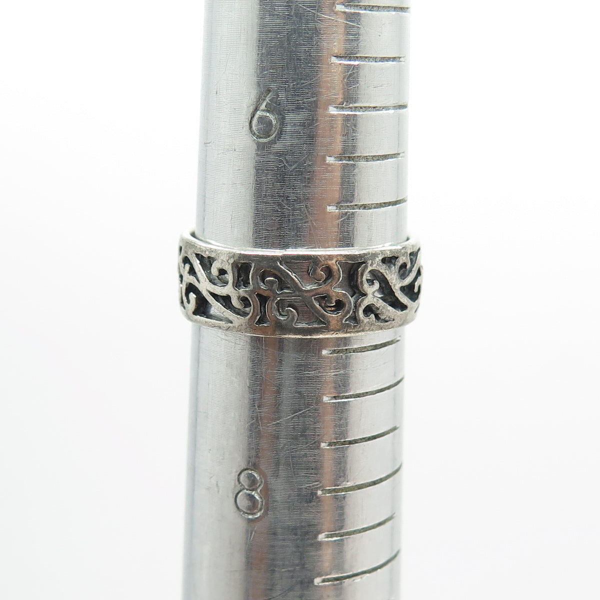 925 Sterling Silver Vintage Swirl Oxidized Band Ring Size 7.25