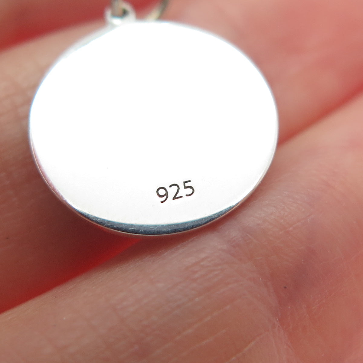 925 Sterling Silver Purple Enamel Cross Round Tag Minimalist Charm Pendant