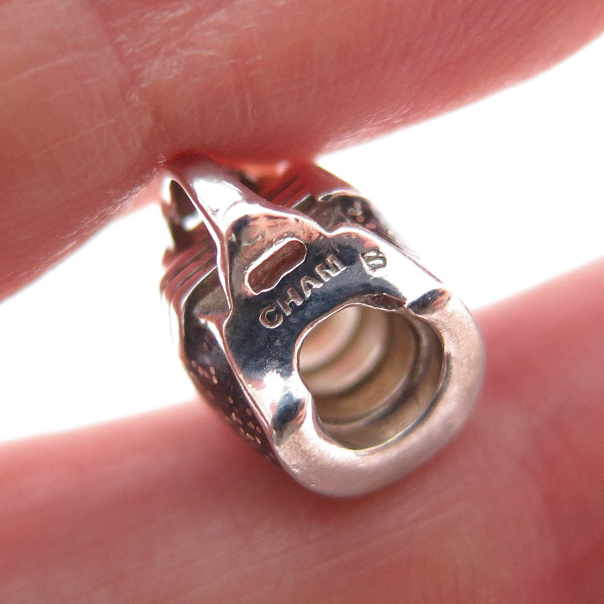 CHAMILIA 925 Sterling Silver Enamel Happy Face Emoji Ladies Purse Bead Charm