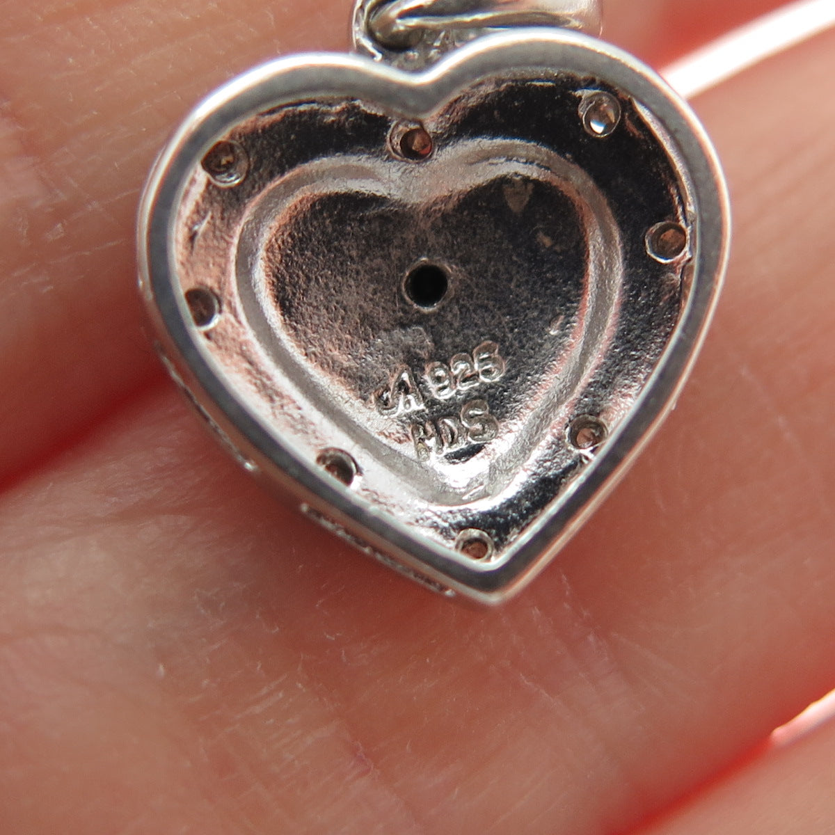 925 Sterling Silver Real Black & White Diamond Heart Minimalist Charm Pendant