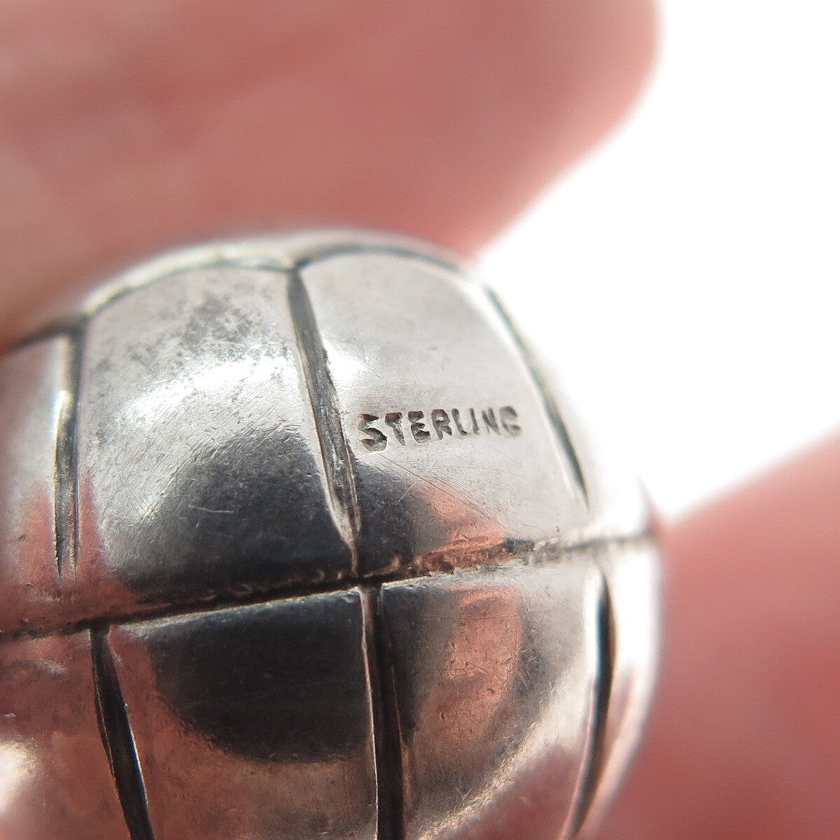 925 Sterling Silver Antique Basketball Ball 3D Charm Pendant