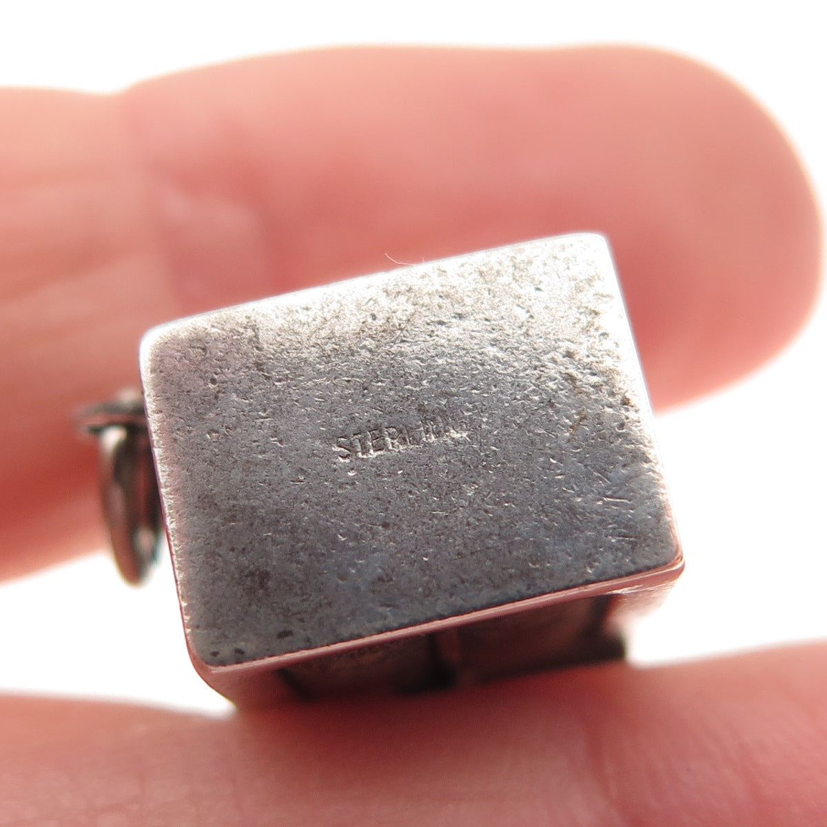 925 Sterling Silver Antique Art Deco One Dollar Bill Box Good Luck Mini Pendant