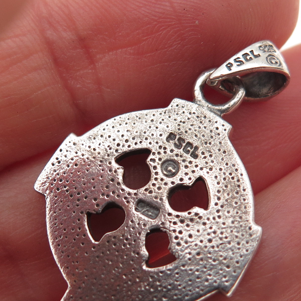 Peter Stone 925 Sterling Silver Vintage Celtic Cross Oxidized Charm Pendant