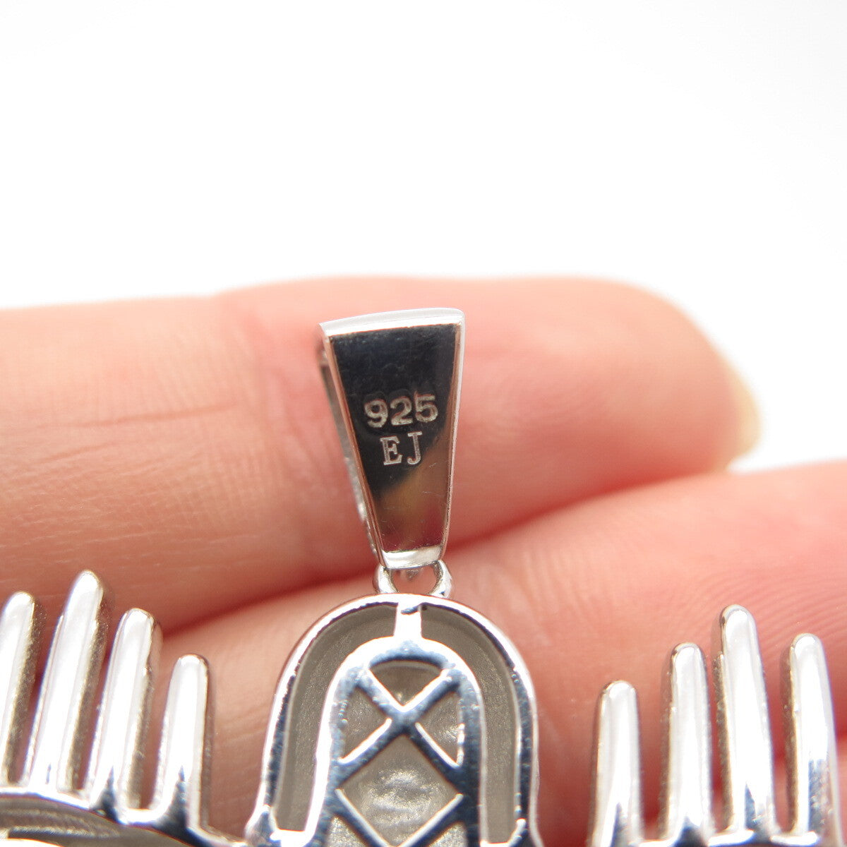 925 Sterling Silver C Z Jesus Hands Religious Pendant