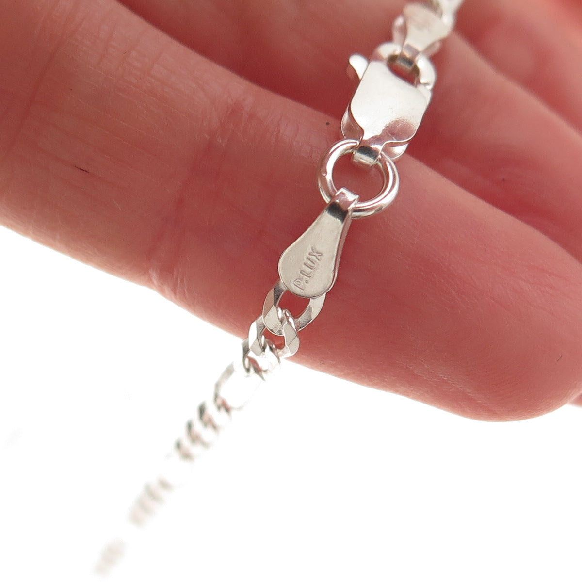 P. Lux 925 Sterling Silver Italy Figaro Chain Necklace 22"