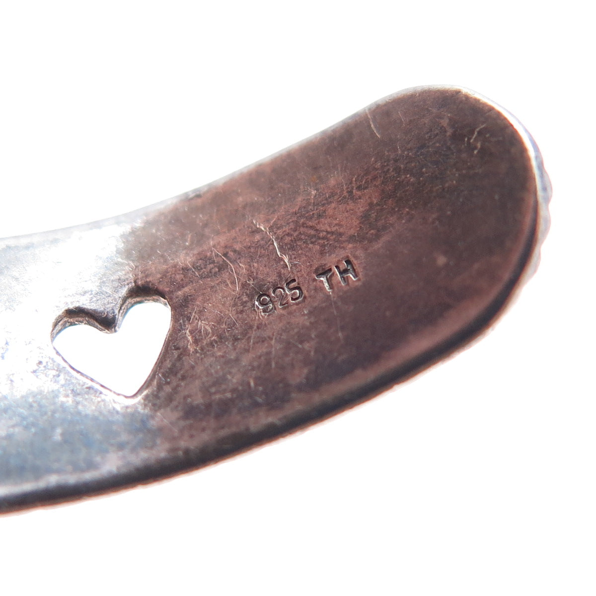 925 Sterling Vintage Grandma Loves Me Oxidized Adjustable Cuff Bracelet 5.75"