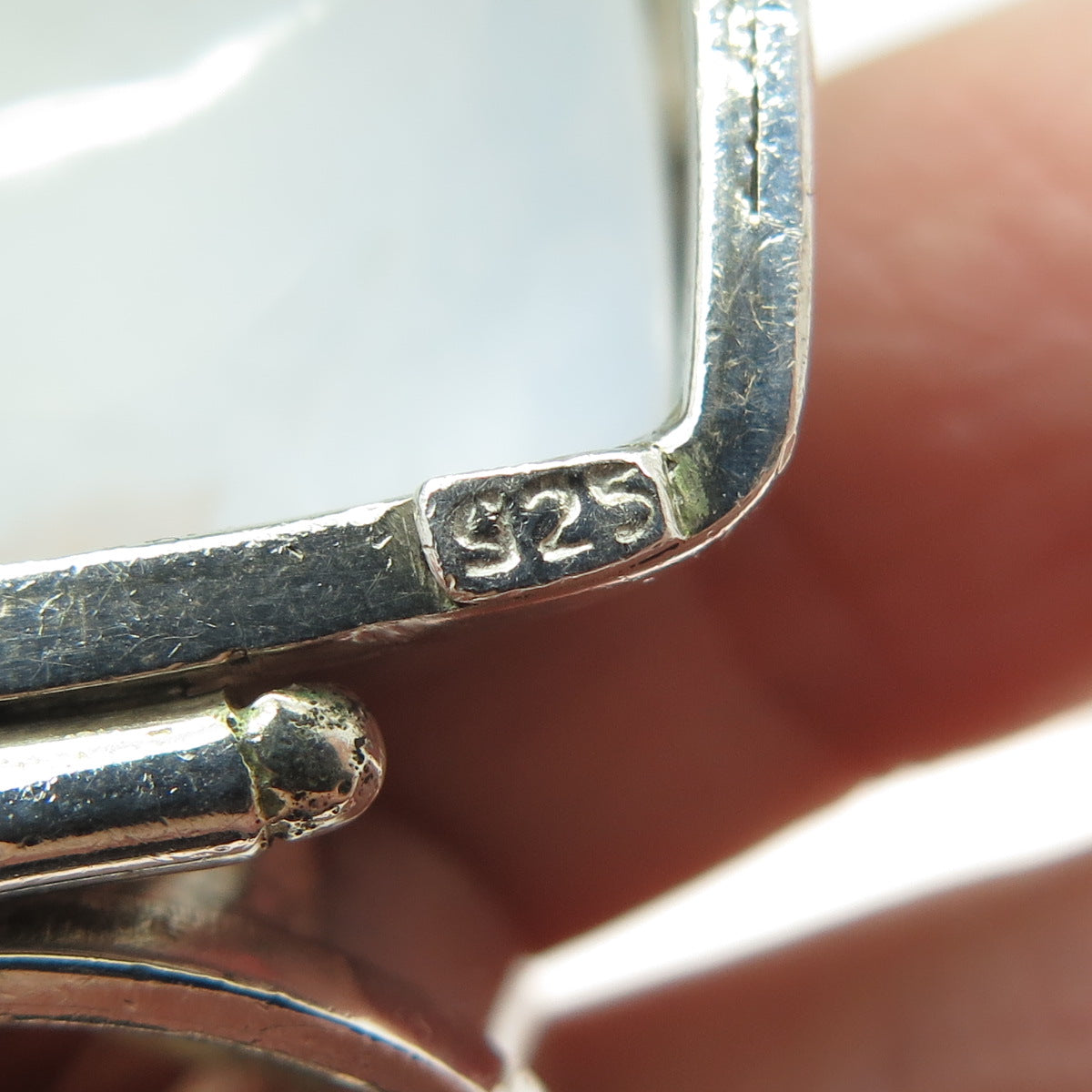 925 Sterling Silver Vintage Real Seashell & Smoky Quartz Modernist Pendant