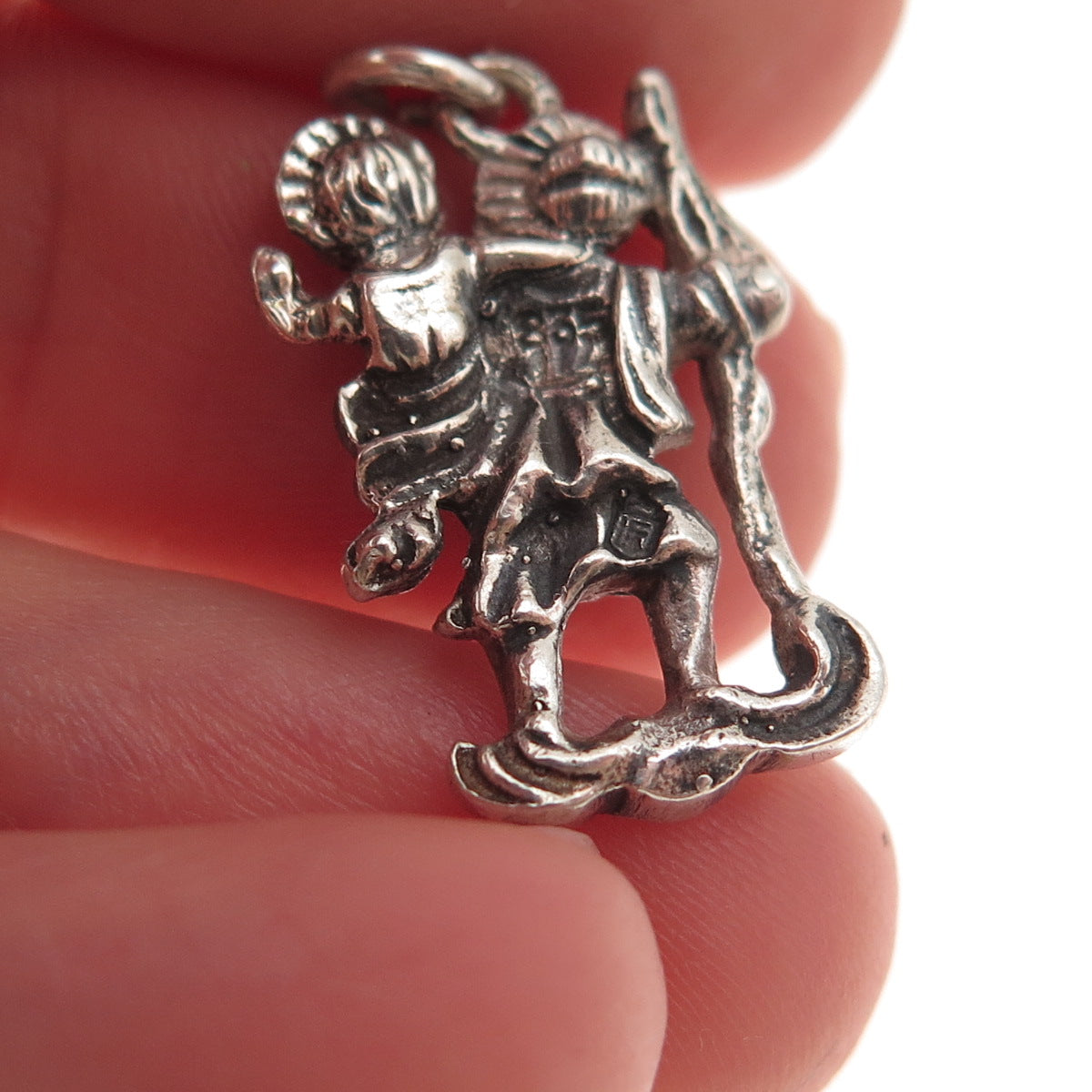 835 Silver Antique Art Deco Germany Saint Christopher Oxidized Charm Pendant