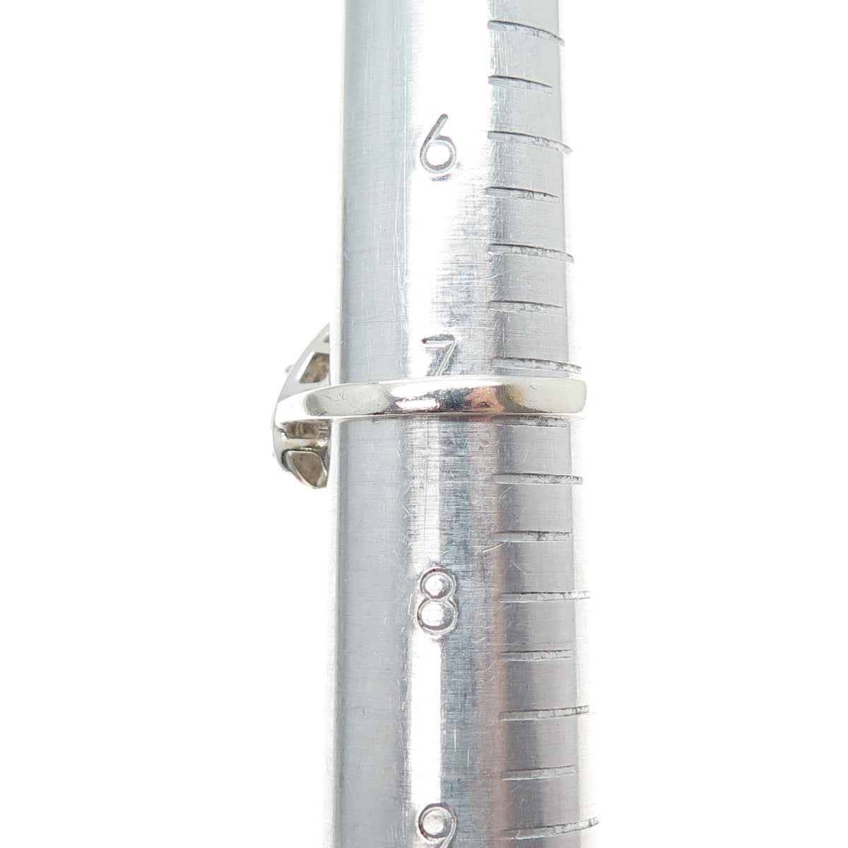 925 Sterling Silver Vintage Heart-Cut C Z Modernist Ring Size 7.25