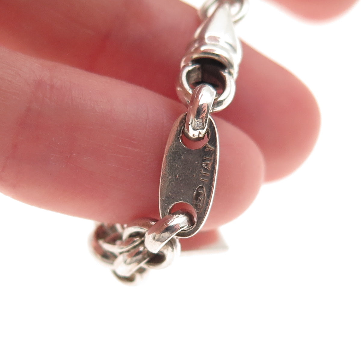 925 Sterling Silver Vintage London Ship’s Flags I Love You Charm Bracelet 7.75"