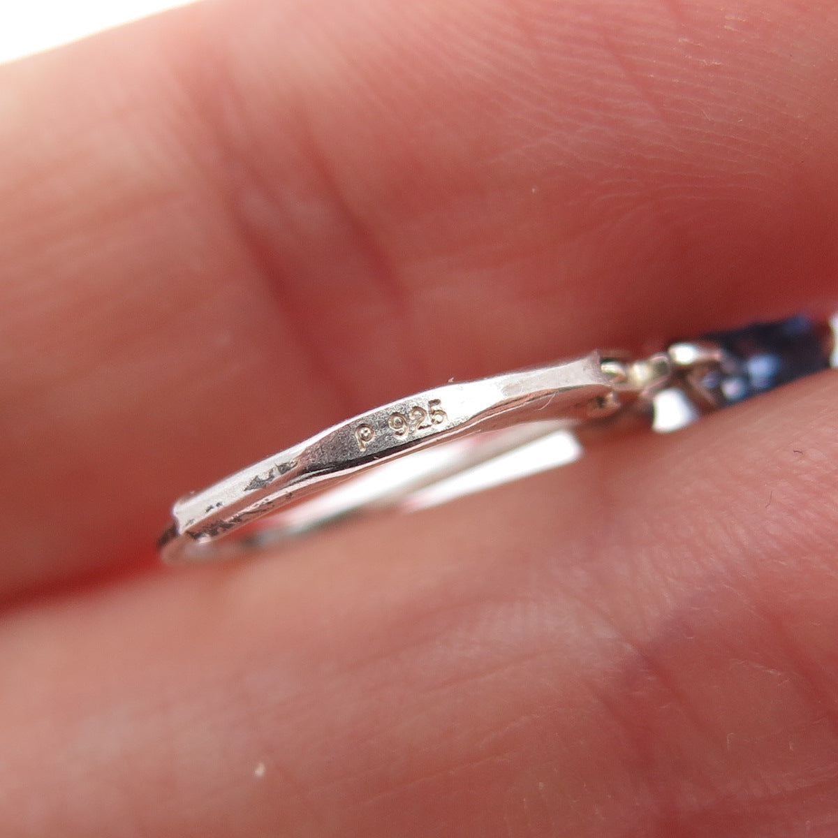 925 Sterling Silver Blue Crystal Dangle Earrings